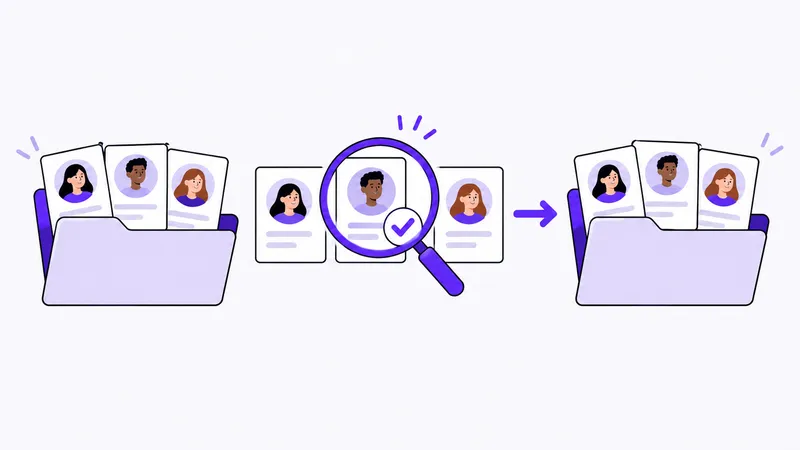 Illustration av kundinformation som granskas vid en flytt mellan två system.